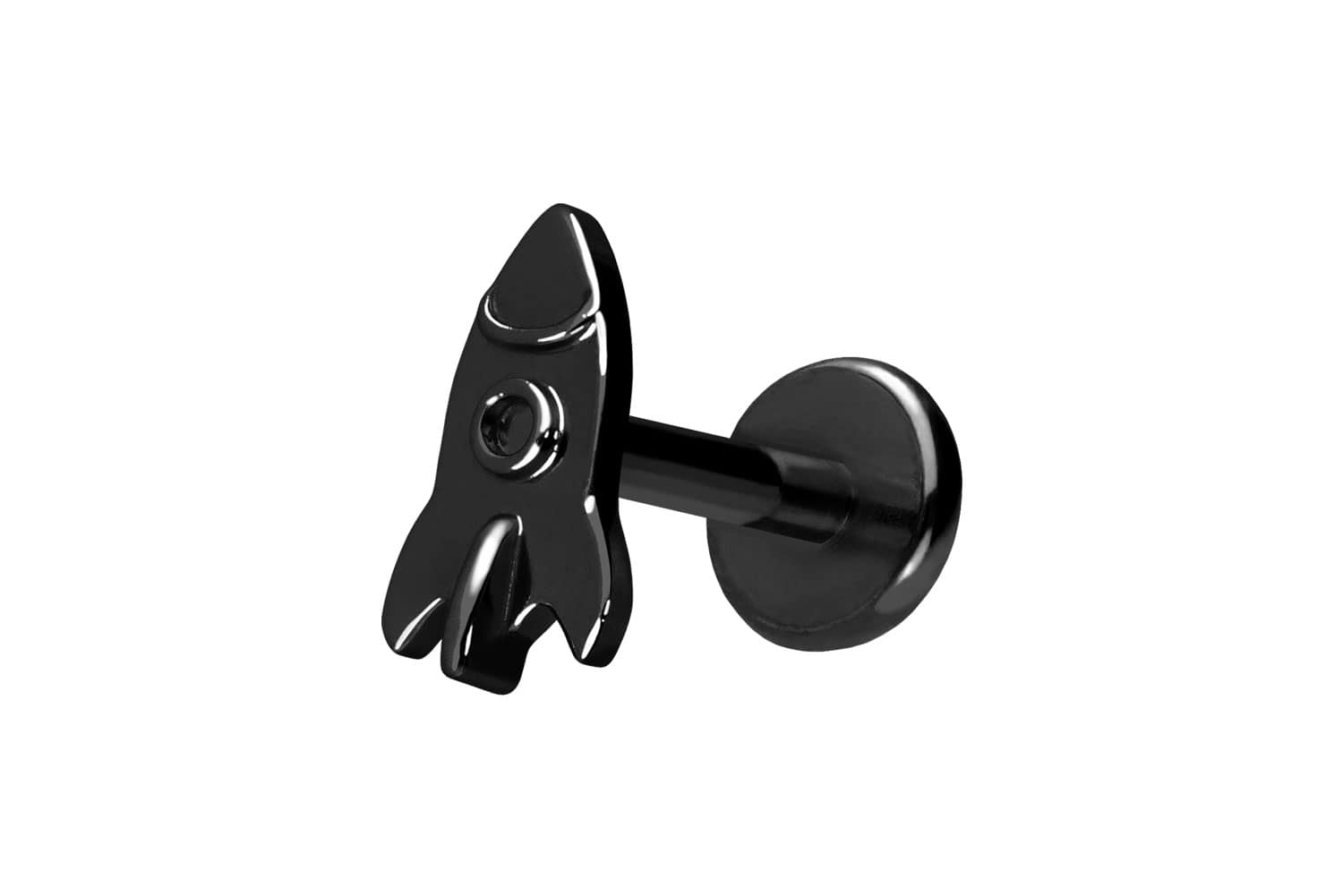 Titan Labret Piercing mit Push Fit RAKETE